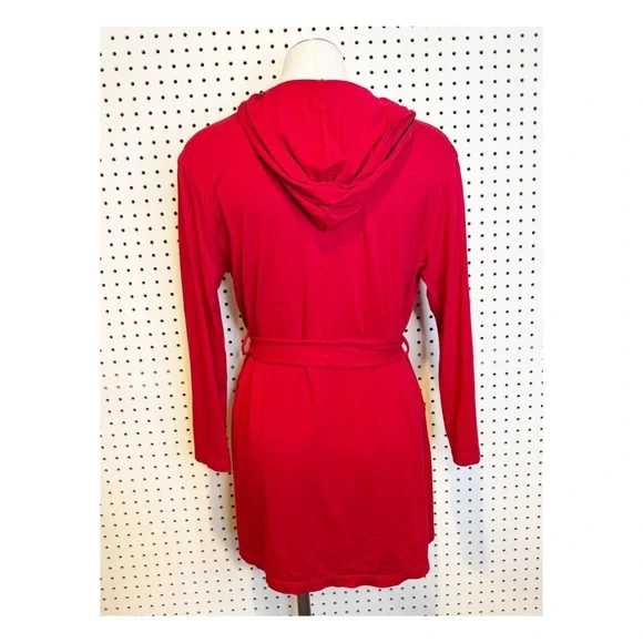 CosabellaRed Hooded Shortie Robe with Belt, Very Soft Sz. S